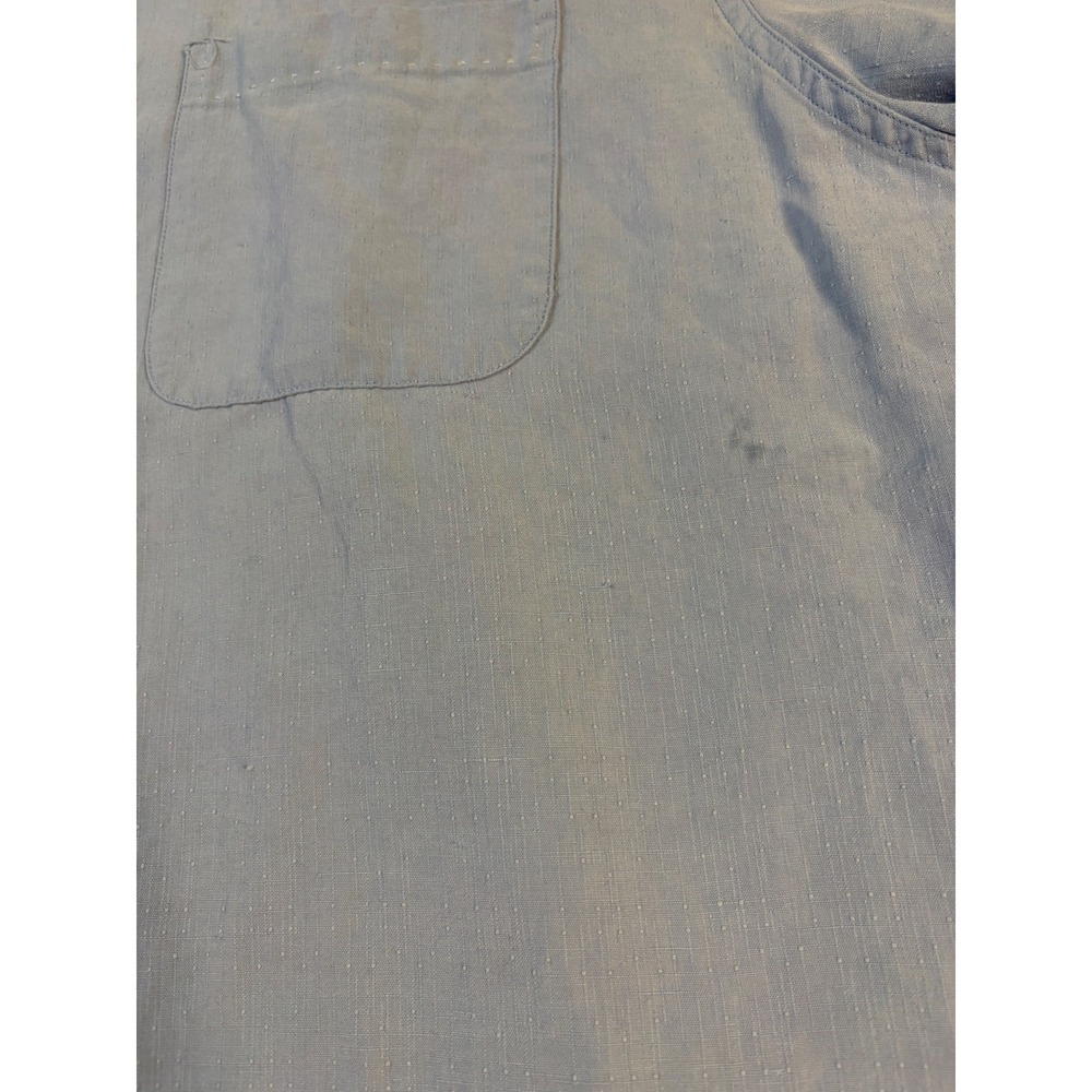 Nat Nast Luxury Originals Silk Linen Shirt Mens Large Blue Short Sleeve Dobby L - Picture 10 of 13